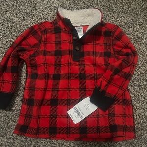 Cozy Red Plaid Kids fleece sweater